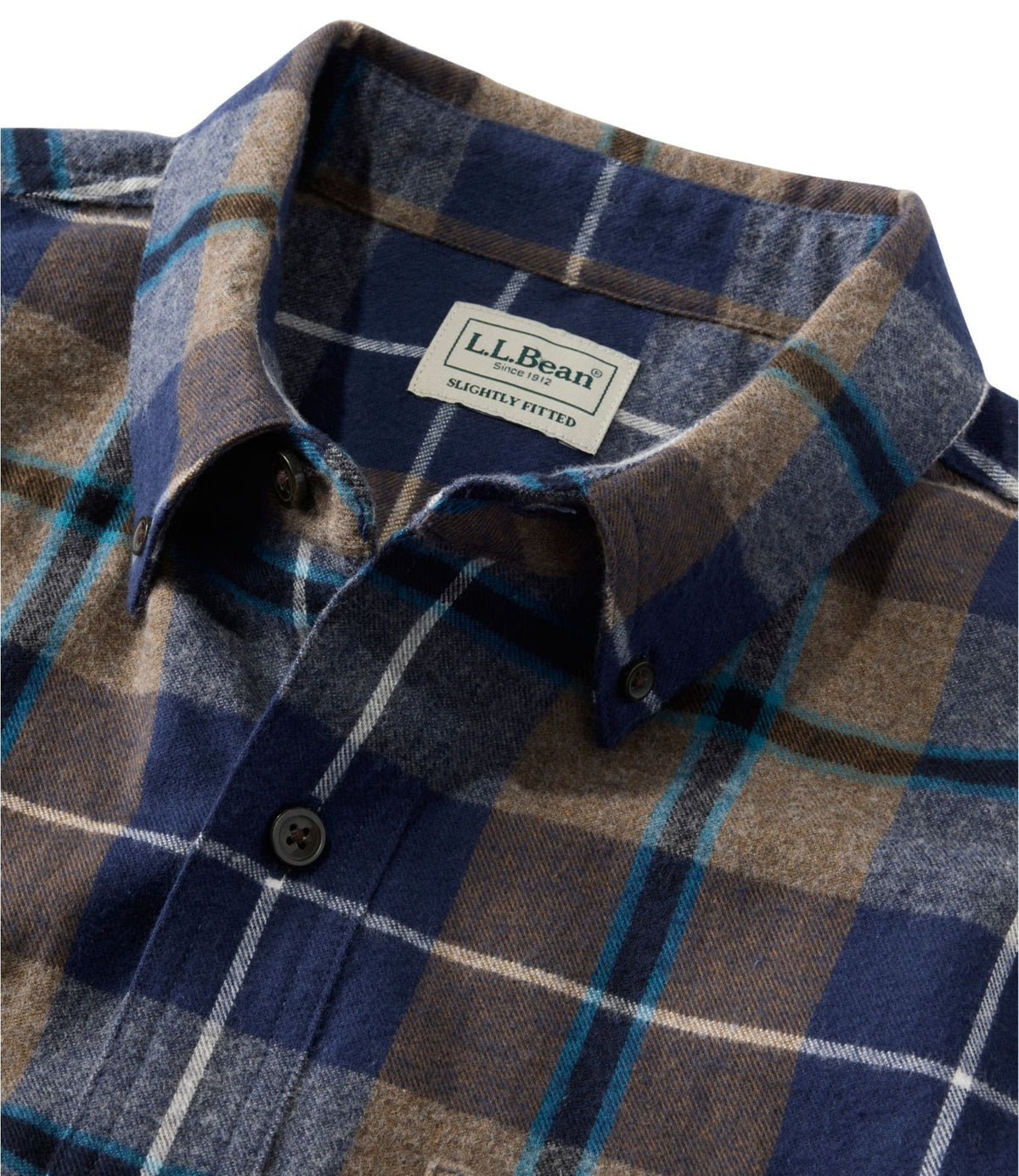 L.L.Bean Men's Scotch Plaid Flannel Shirt, Slightly Fitted Untucked Fit Bean of Freeport Green