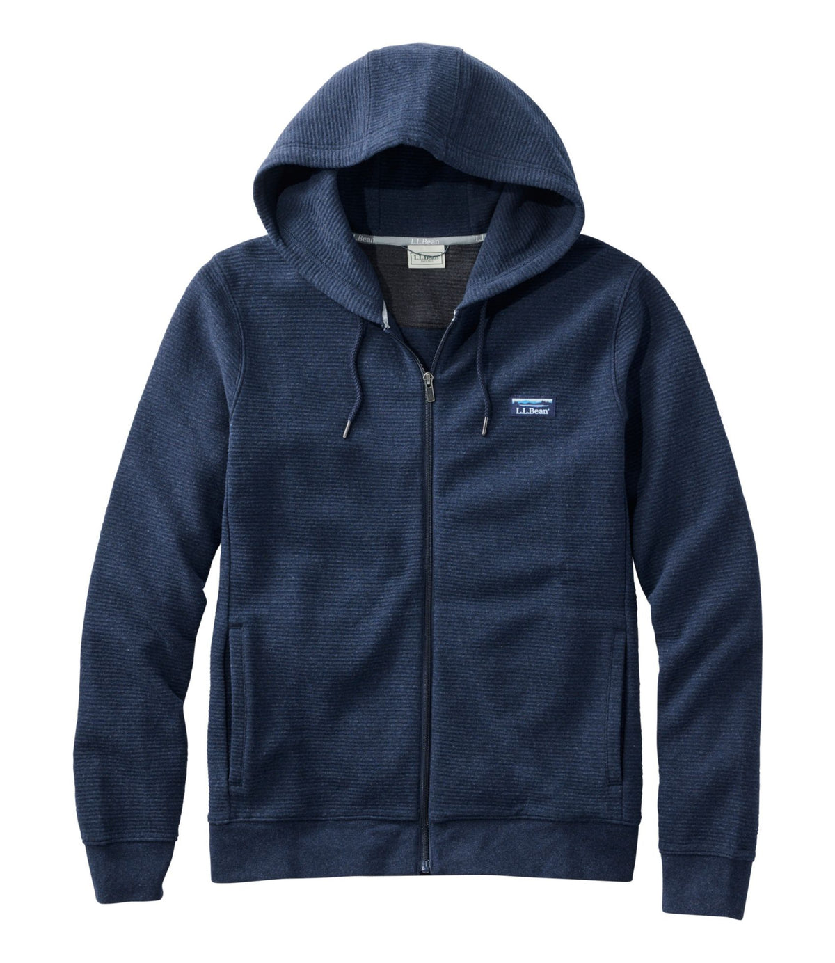 L.L.Bean Men's Lakewashed Double-Knit Full-Zip Hoodie Classic Navy Heather