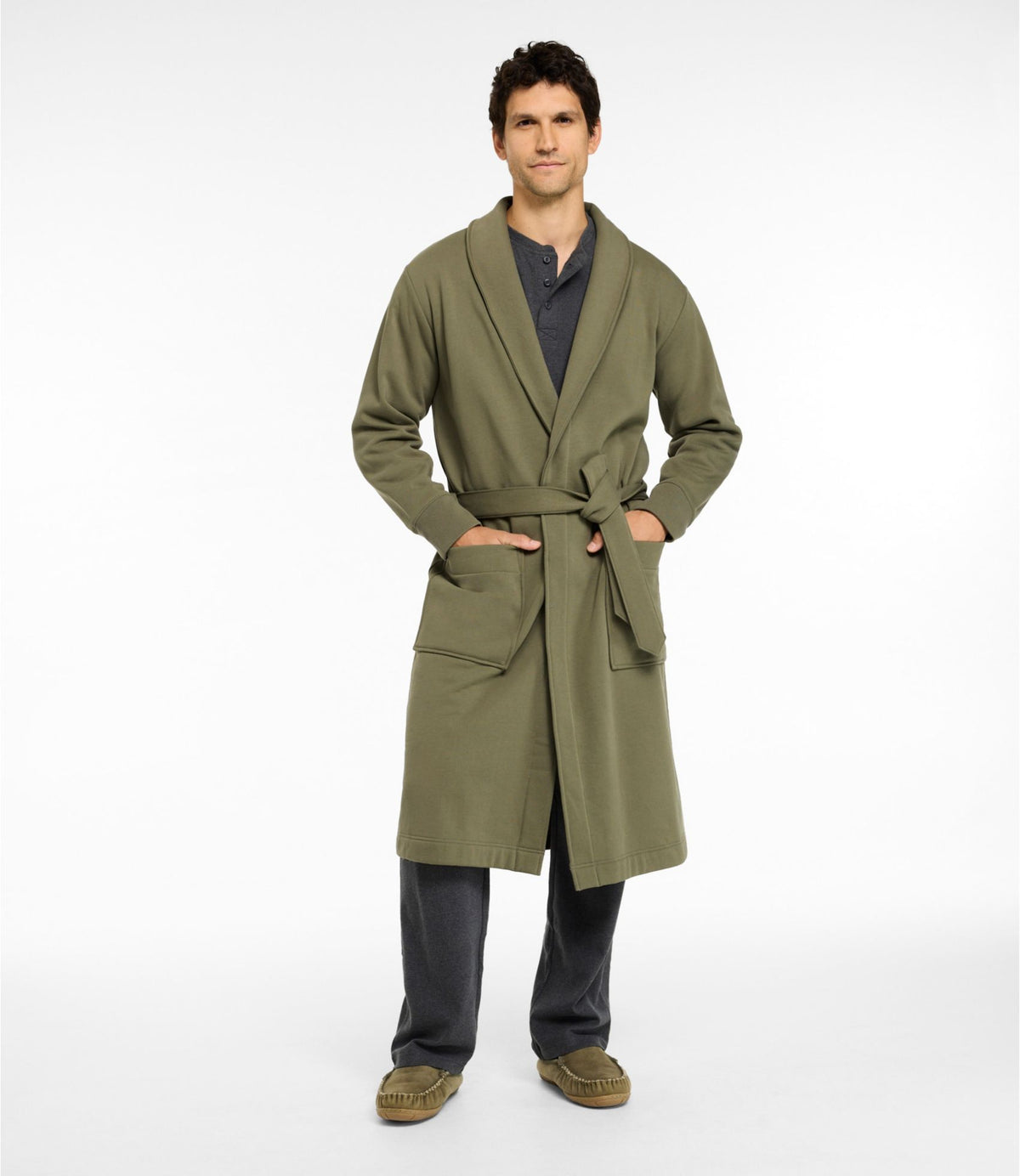 L.L.Bean Men's Mariner Sweatshirt Robe Gray Heather