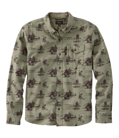L.L.Bean Men's Signature Brushed Herringbone Shirt Camping Scenic