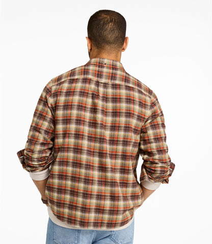 L.L.Bean Men's Signature Brushed Herringbone Shirt Camping Scenic