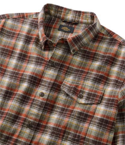 L.L.Bean Men's Signature Brushed Herringbone Shirt Camping Scenic