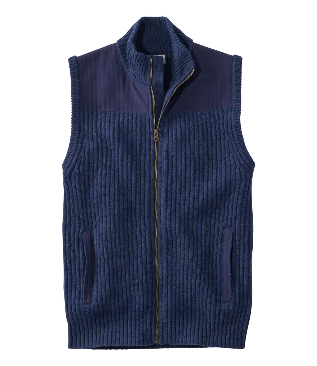 L.L.Bean Men's Commando Vest Sweater Bright Navy Heather