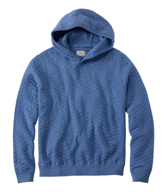 L.L.Bean Men's Quilted Hoodie Sweater Blue Water