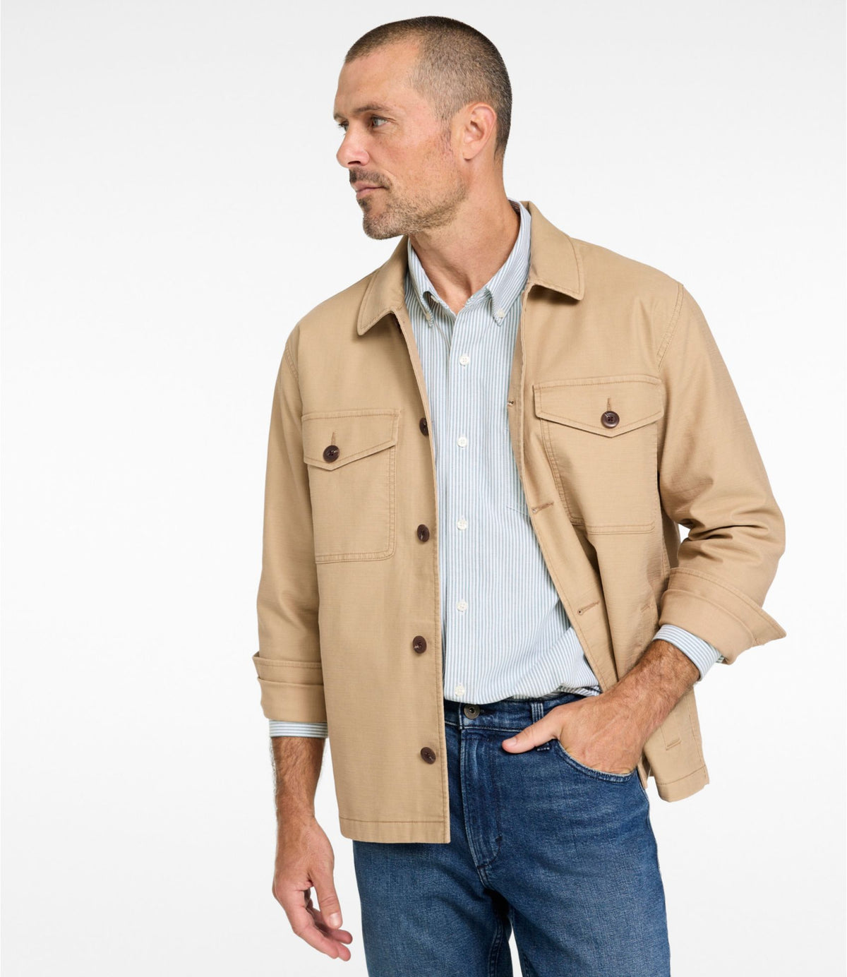 L.L.Bean Men's 1912 Field Shirt Jacket, Slightly Fitted Dark Cinder