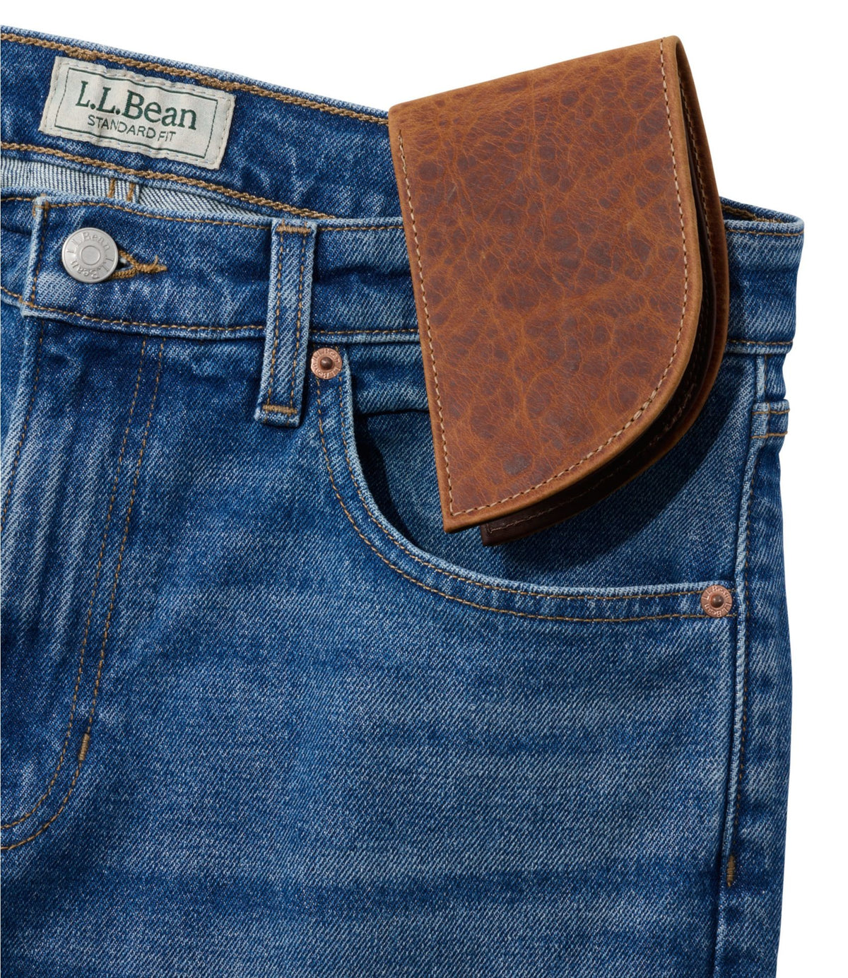 L.L.Bean Rogue Classic Front Pocket Wallet, Bison Leather Bourbon