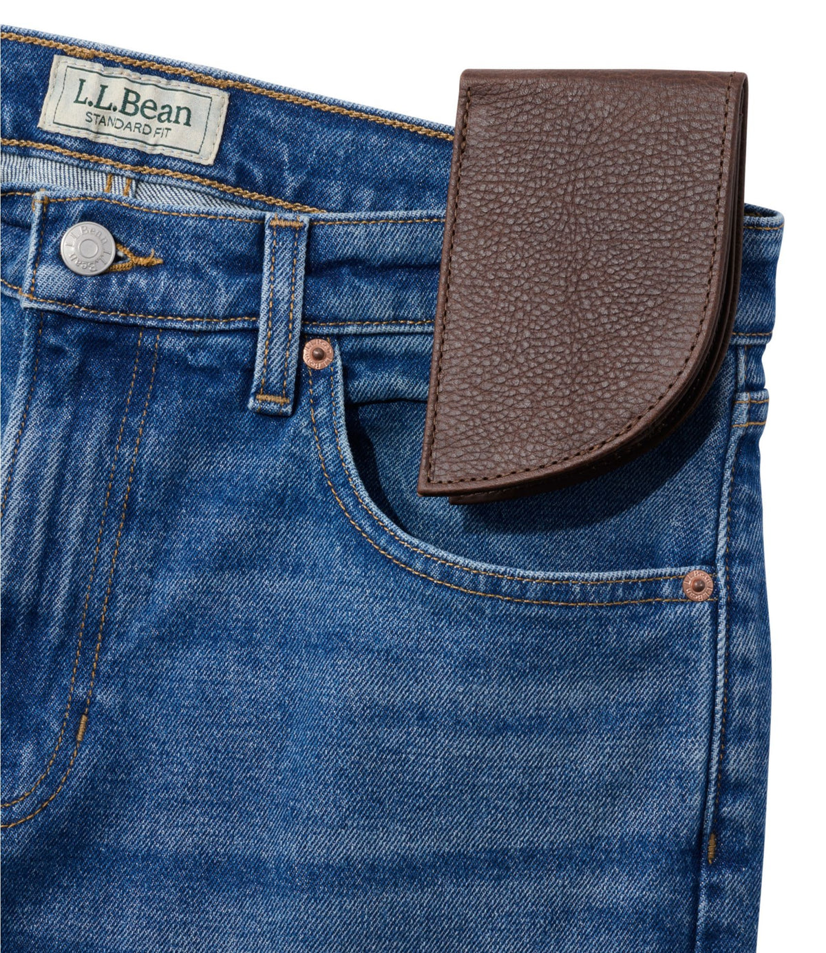 L.L.Bean Rogue Classic Front Pocket Wallet, Cowhide Leather Brown