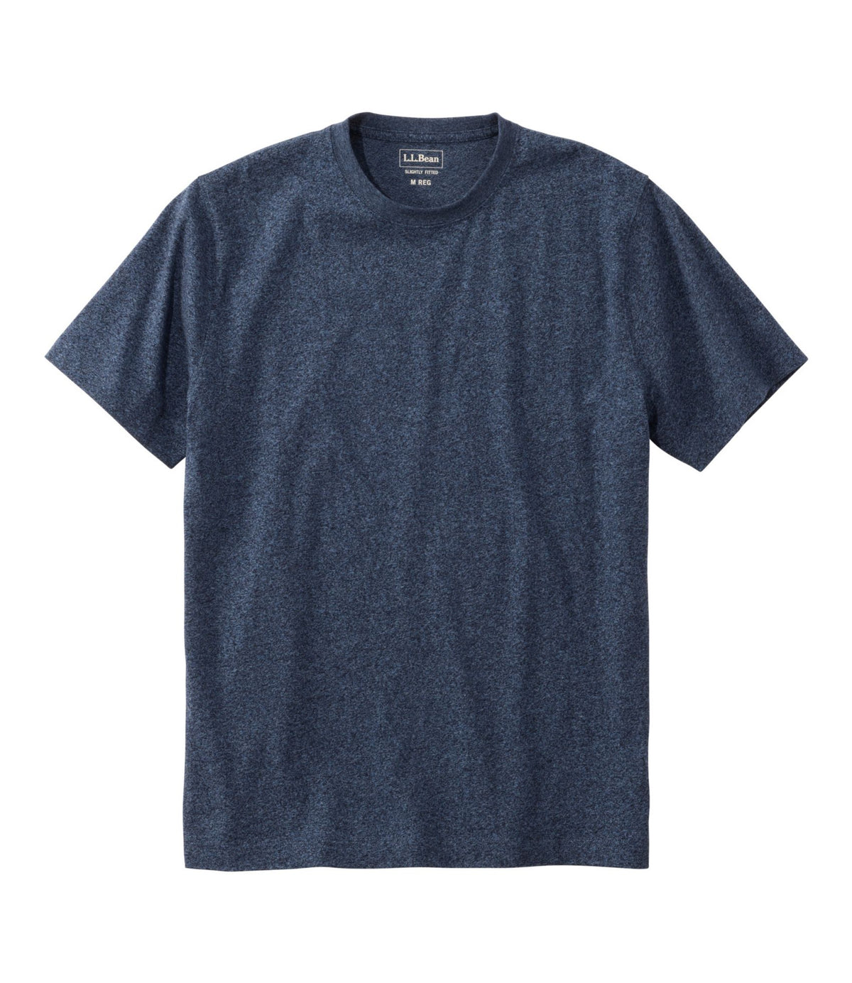 L.L.Bean Men's Carefree Unshrinkable Tee, Slightly Fitted, Short-Sleeve Deep Blue Heather