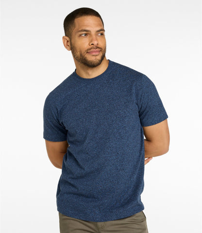 L.L.Bean Men's Carefree Unshrinkable Tee, Slightly Fitted, Short-Sleeve Deep Blue Heather