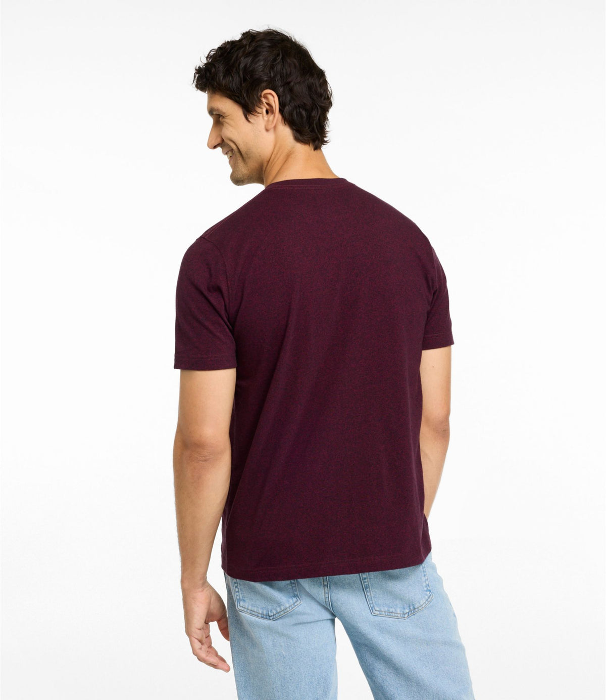 L.L.Bean Men's Carefree Unshrinkable Tee, Slightly Fitted, Short-Sleeve Deep Blue Heather