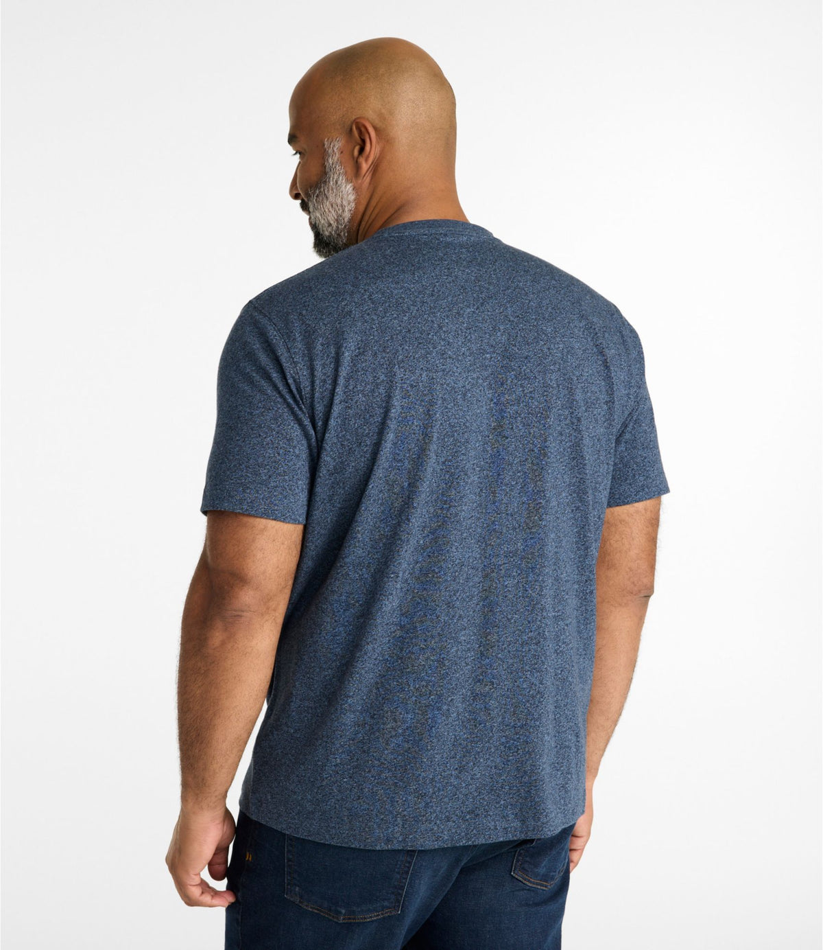 L.L.Bean Men's Carefree Unshrinkable Tee, Slightly Fitted, Short-Sleeve Deep Blue Heather