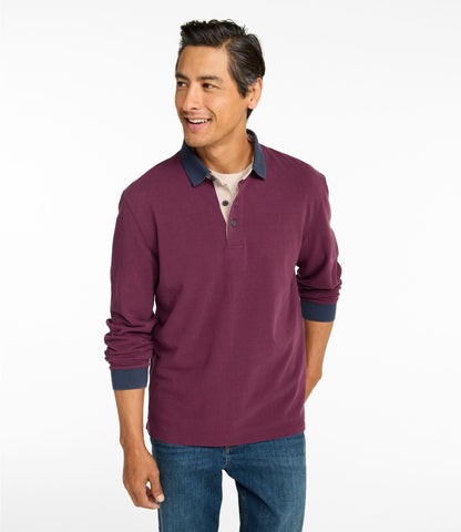 L.L.Bean Men's Casco Bay Rugged Polo, Long-Sleeve Deep Lake