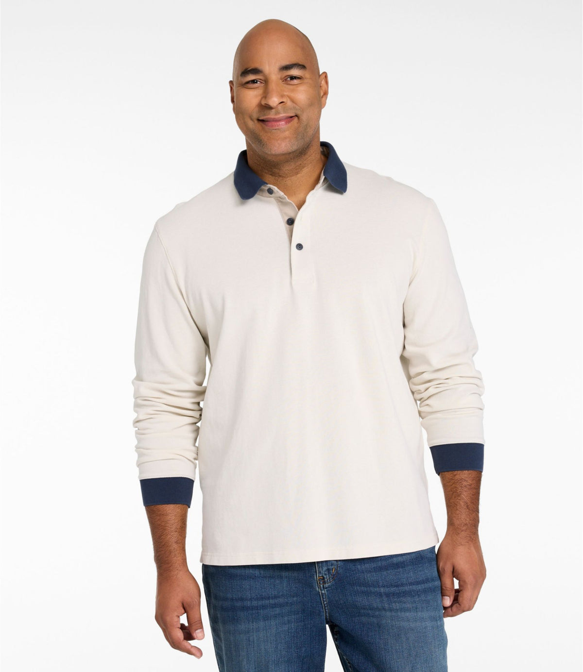 L.L.Bean Men's Casco Bay Rugged Polo, Long-Sleeve Deep Lake