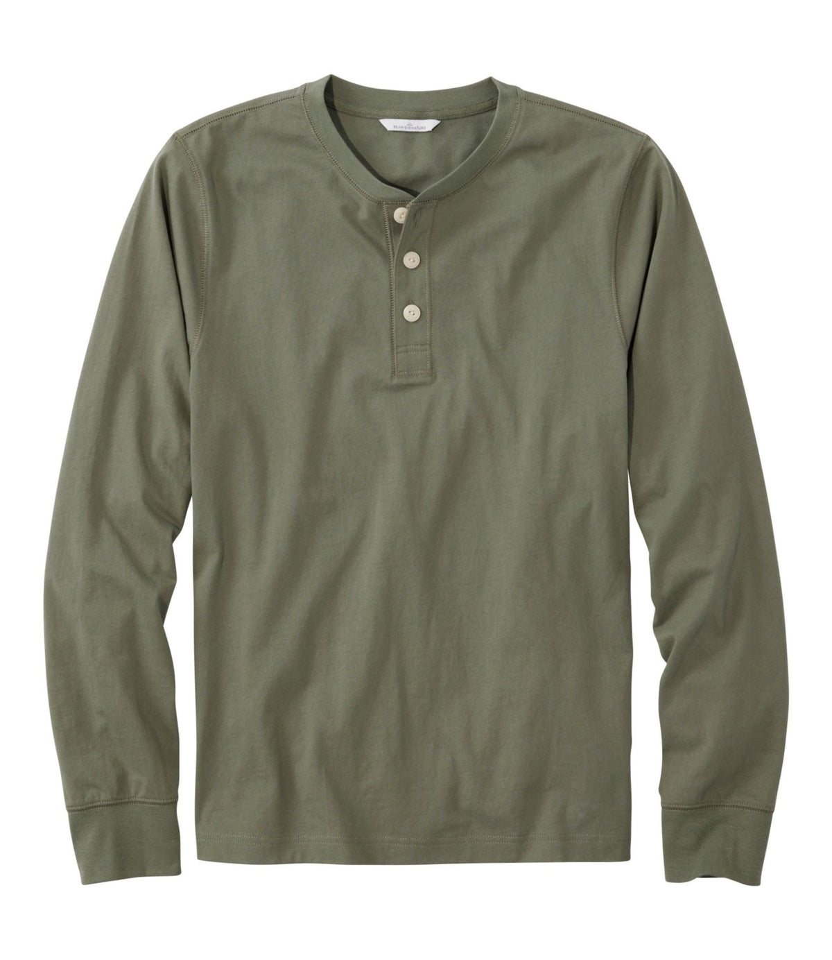 L.L.Bean Men's Signature Northwoods Henley, Long-Sleeve Olive Gray