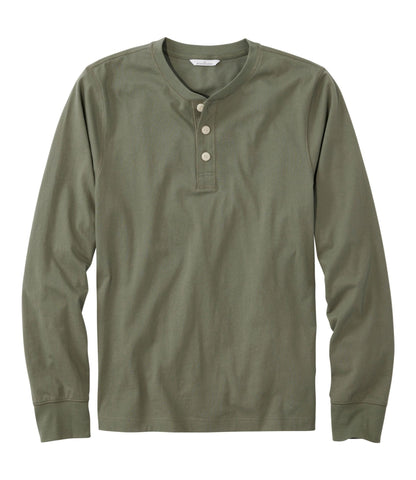 L.L.Bean Men's Signature Northwoods Henley, Long-Sleeve Olive Gray