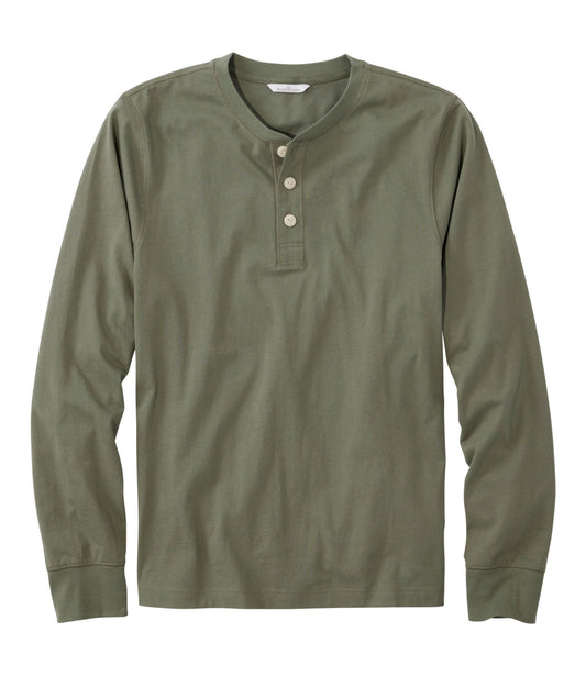 L.L.Bean Men's Signature Northwoods Henley, Long-Sleeve Olive Gray