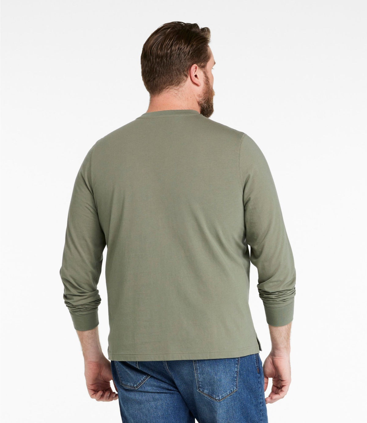 L.L.Bean Men's Signature Northwoods Henley, Long-Sleeve Olive Gray