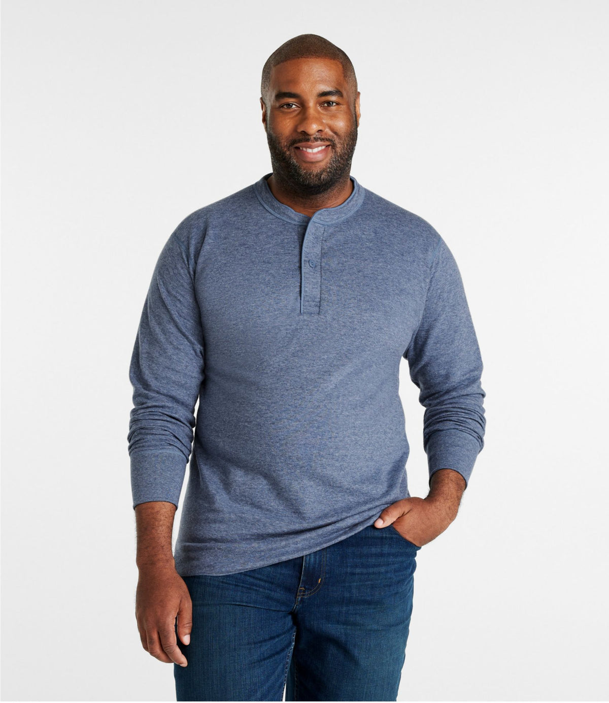 L.L.Bean Men's Two-Layer River Driver's Shirt®, Traditional Fit Henley Barley Heather