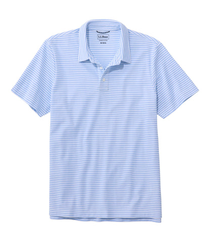 L.L.Bean Men's Comfort Stretch Performance® Polo, Short-Sleeve, Slightly Fitted, Stripe Blue Tide