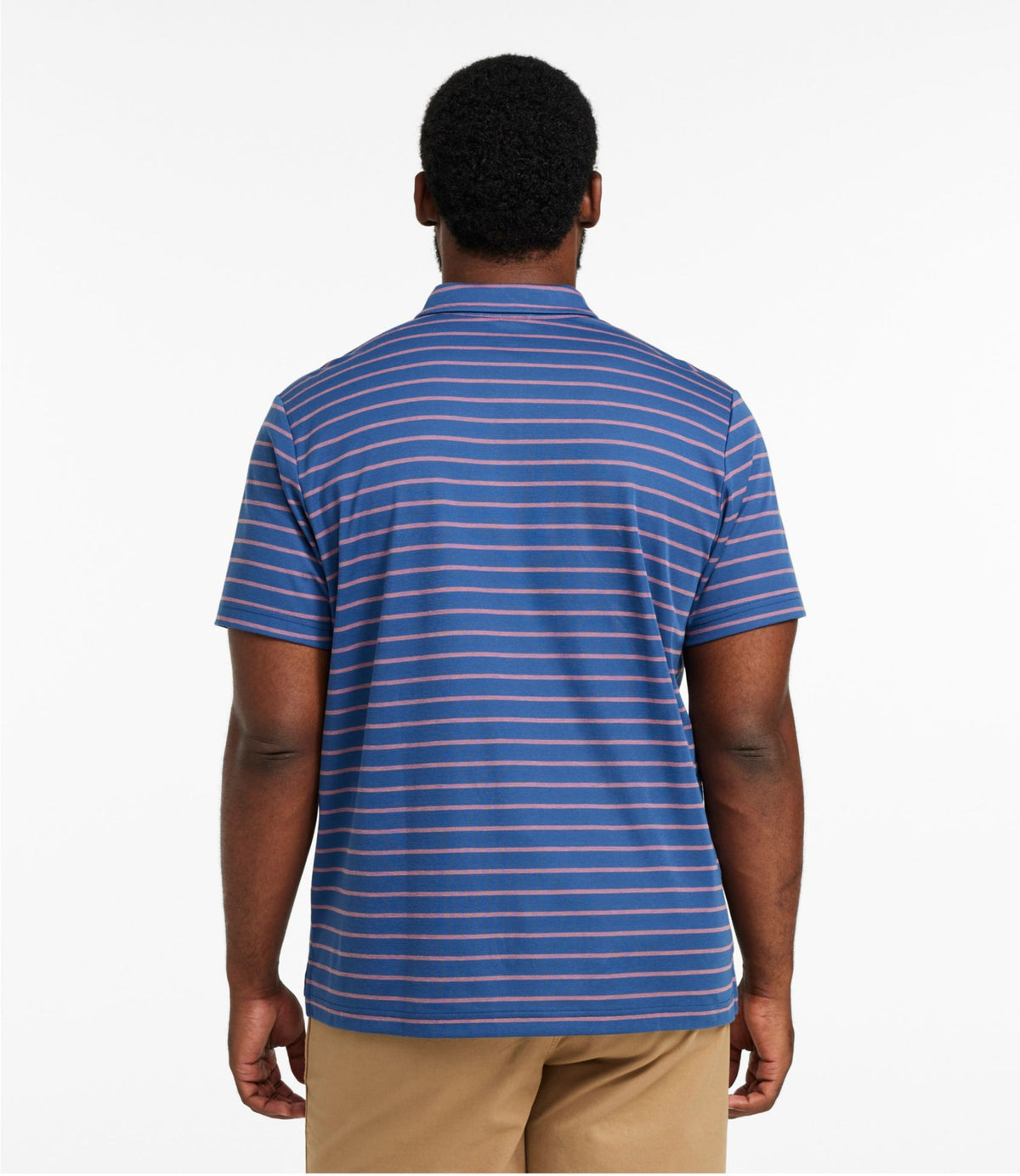 L.L.Bean Men's Comfort Stretch Performance® Polo, Short-Sleeve, Slightly Fitted, Stripe Blue Tide