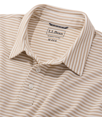 L.L.Bean Men's Comfort Stretch Performance® Polo, Short-Sleeve, Slightly Fitted, Stripe Blue Tide