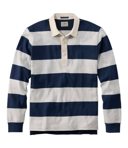 L.L.Bean Men's Bean's Vintage Soft Rugby, Stripe Classic Navy/Gray Heather