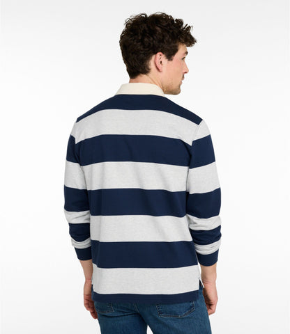 L.L.Bean Men's Bean's Vintage Soft Rugby, Stripe Classic Navy/Gray Heather