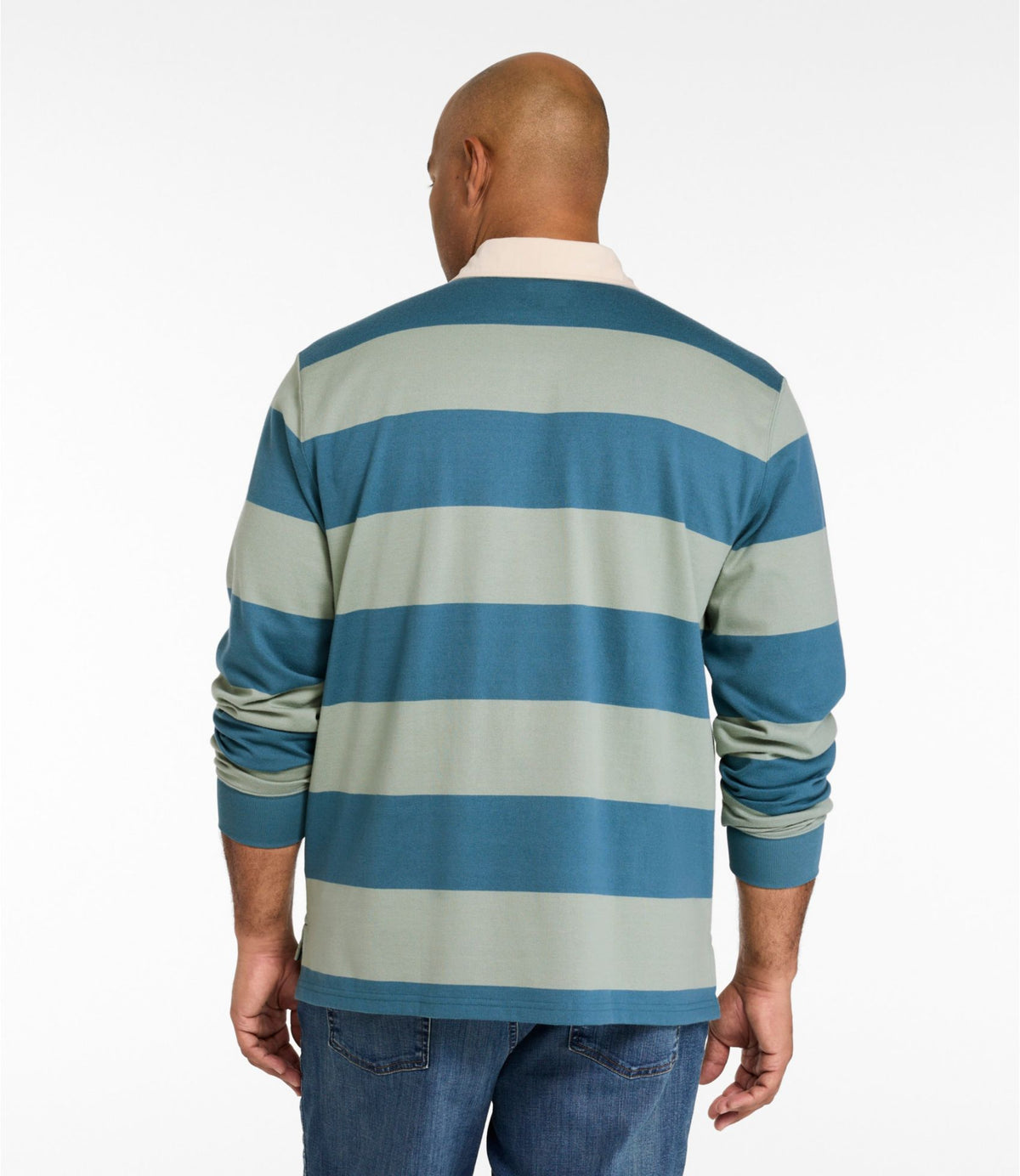 L.L.Bean Men's Bean's Vintage Soft Rugby, Stripe Classic Navy/Gray Heather