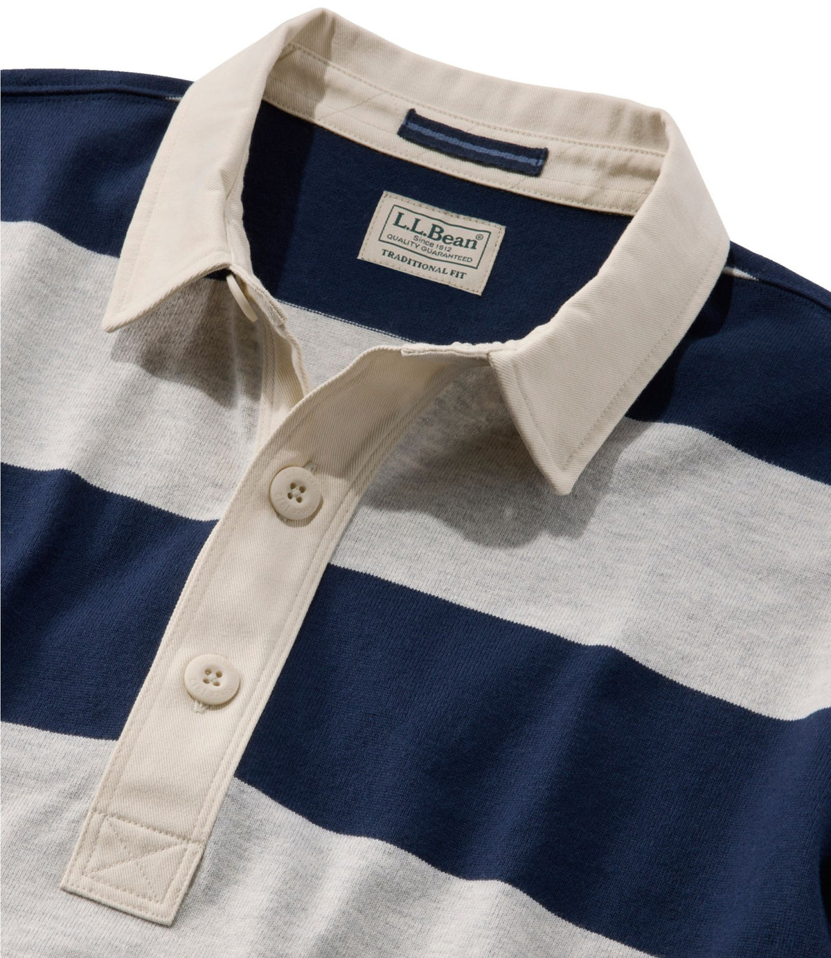 L.L.Bean Men's Bean's Vintage Soft Rugby, Stripe Classic Navy/Gray Heather