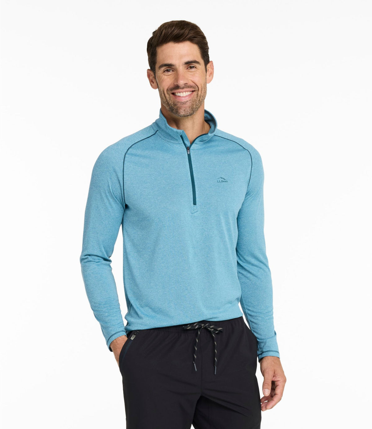 L.L.Bean Men's Bean's Access Trail Tee, Quarter-Zip Carbon Navy
