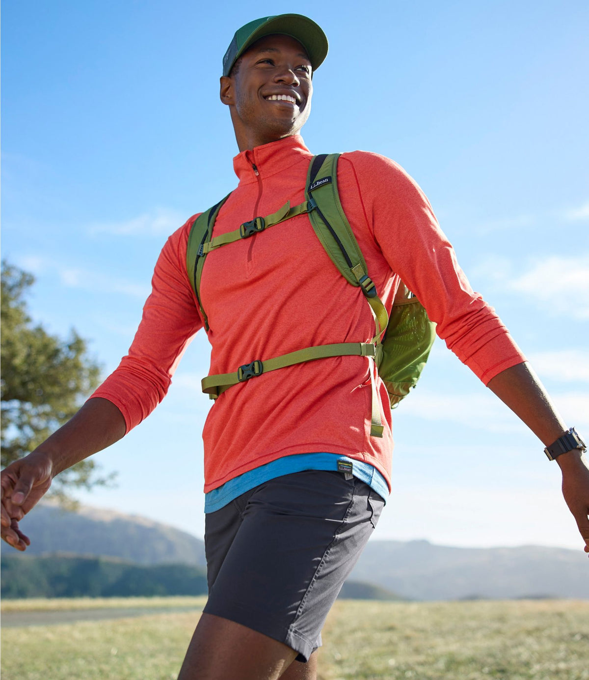 L.L.Bean Men's Bean's Access Trail Tee, Quarter-Zip Carbon Navy