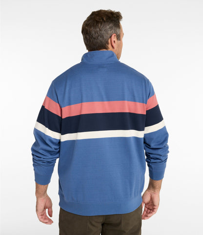 L.L.Bean Men's Bean's Vintage Soft Rugby, Mockneck, Chest Stripe Deep Blue Multi