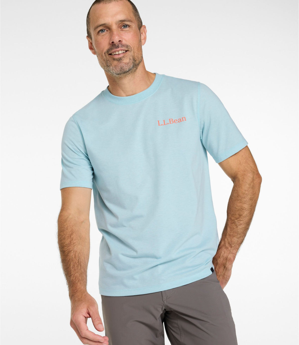 L.L.Bean Men's Technical Fishing Graphic Tees, Short-Sleeve Gray Heather