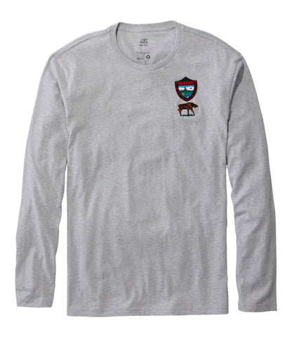 L.L.Bean Men's MIF&W Tee, Long-Sleeve Moose Light Heather Grey