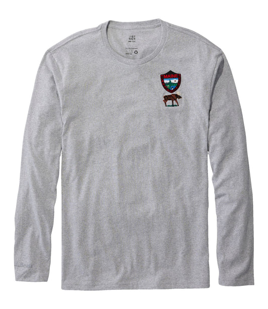 L.L.Bean Men's MIF&W Tee, Long-Sleeve Moose Light Heather Grey
