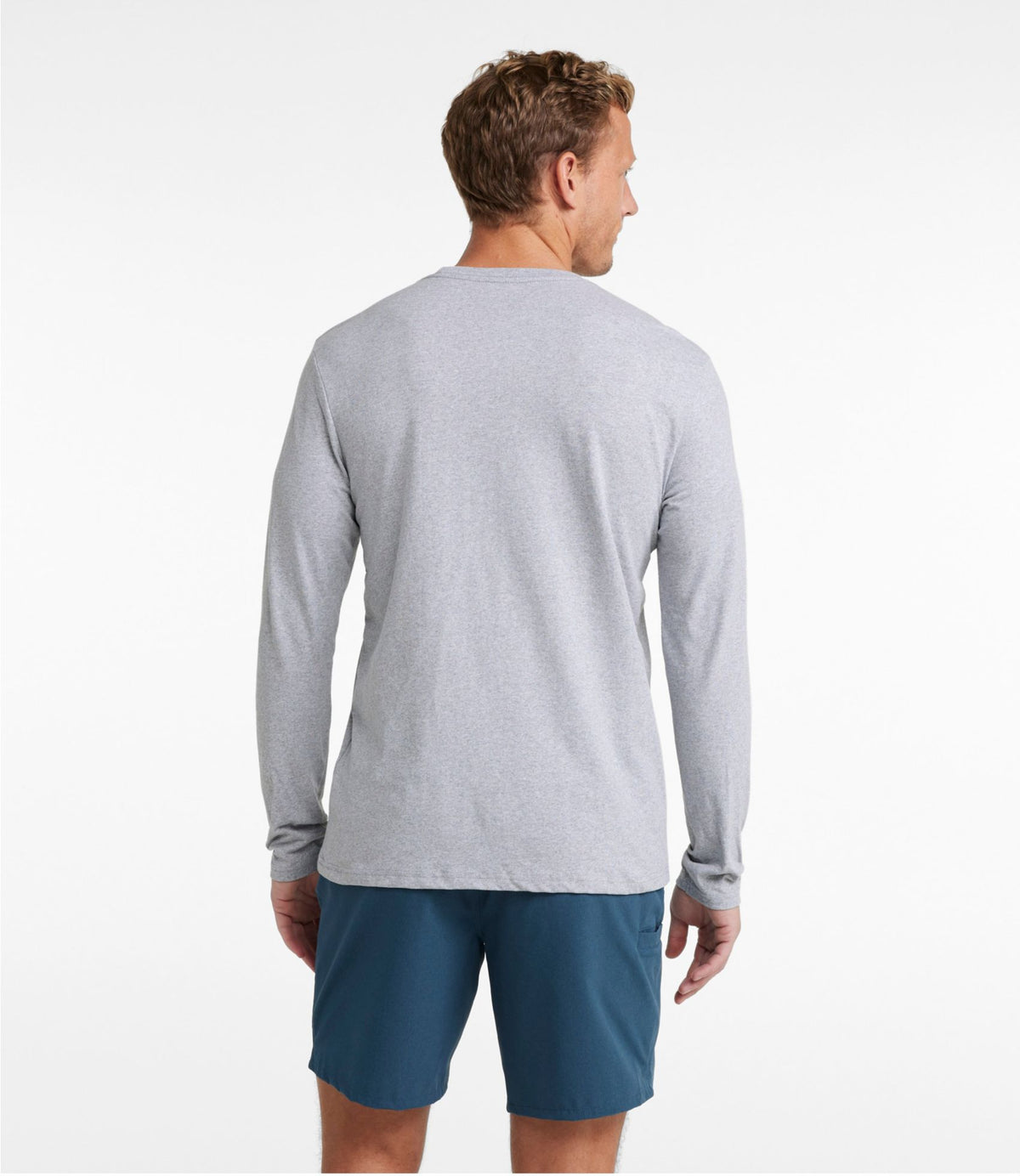 L.L.Bean Men's MIF&W Tee, Long-Sleeve Moose Light Heather Grey