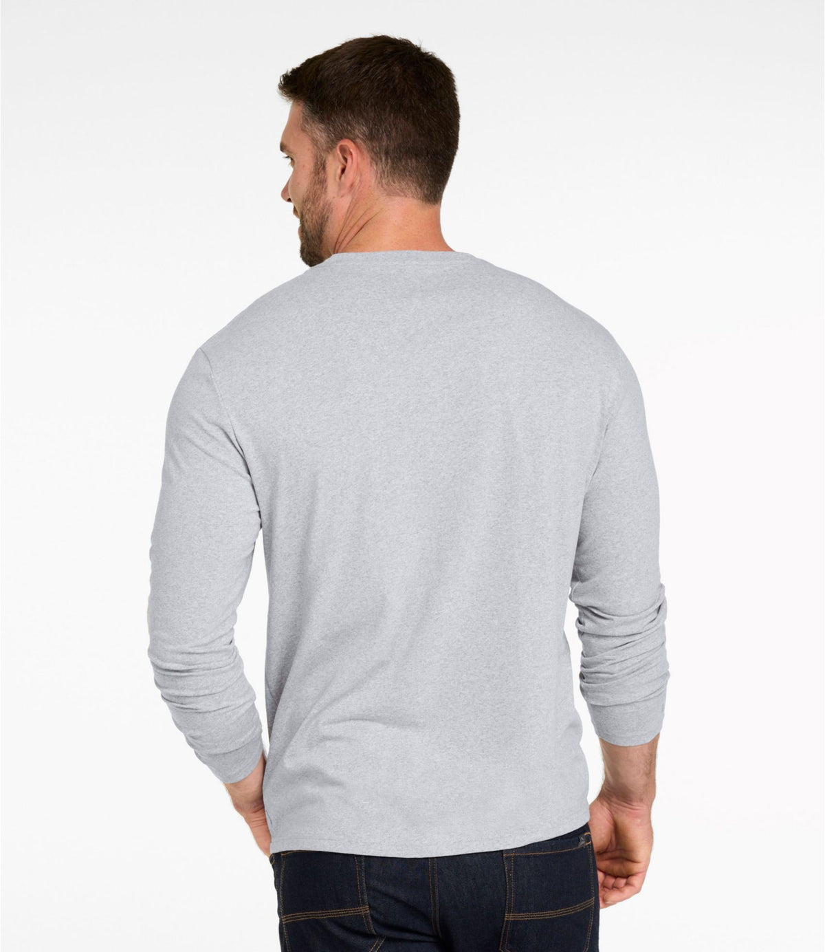 L.L.Bean Men's MIF&W Tee, Long-Sleeve Moose Light Heather Grey