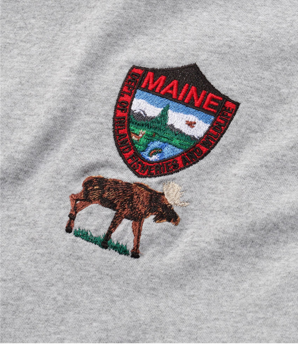 L.L.Bean Men's MIF&W Tee, Long-Sleeve Moose Light Heather Grey