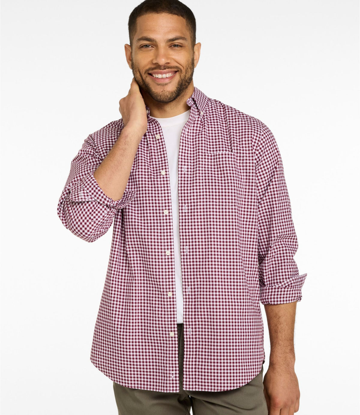 L.L.Bean Men's Wrinkle-Free Kennebunk Sport Shirt, Traditional Fit Check Blue Tide