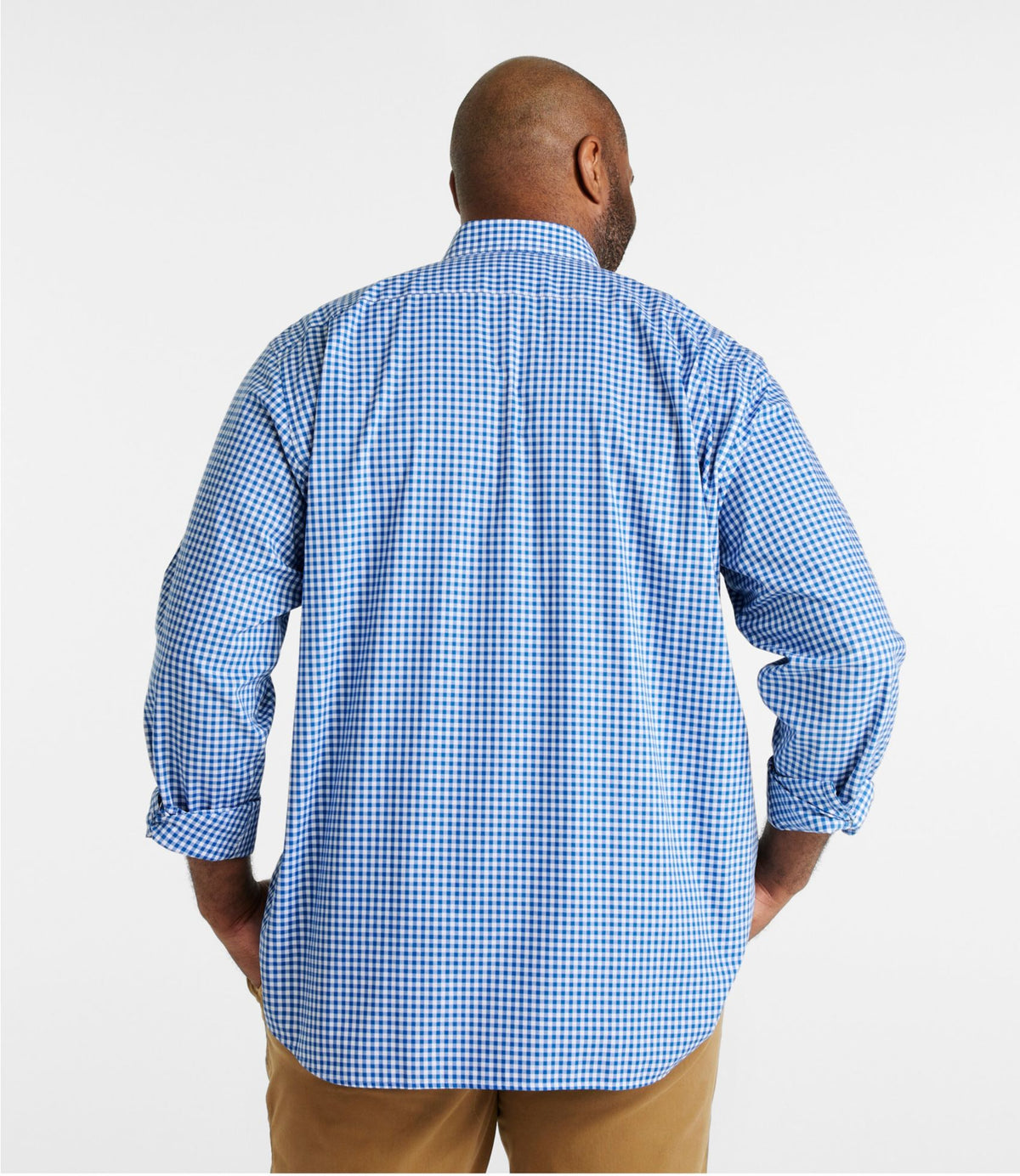 L.L.Bean Men's Wrinkle-Free Kennebunk Sport Shirt, Traditional Fit Check Blue Tide