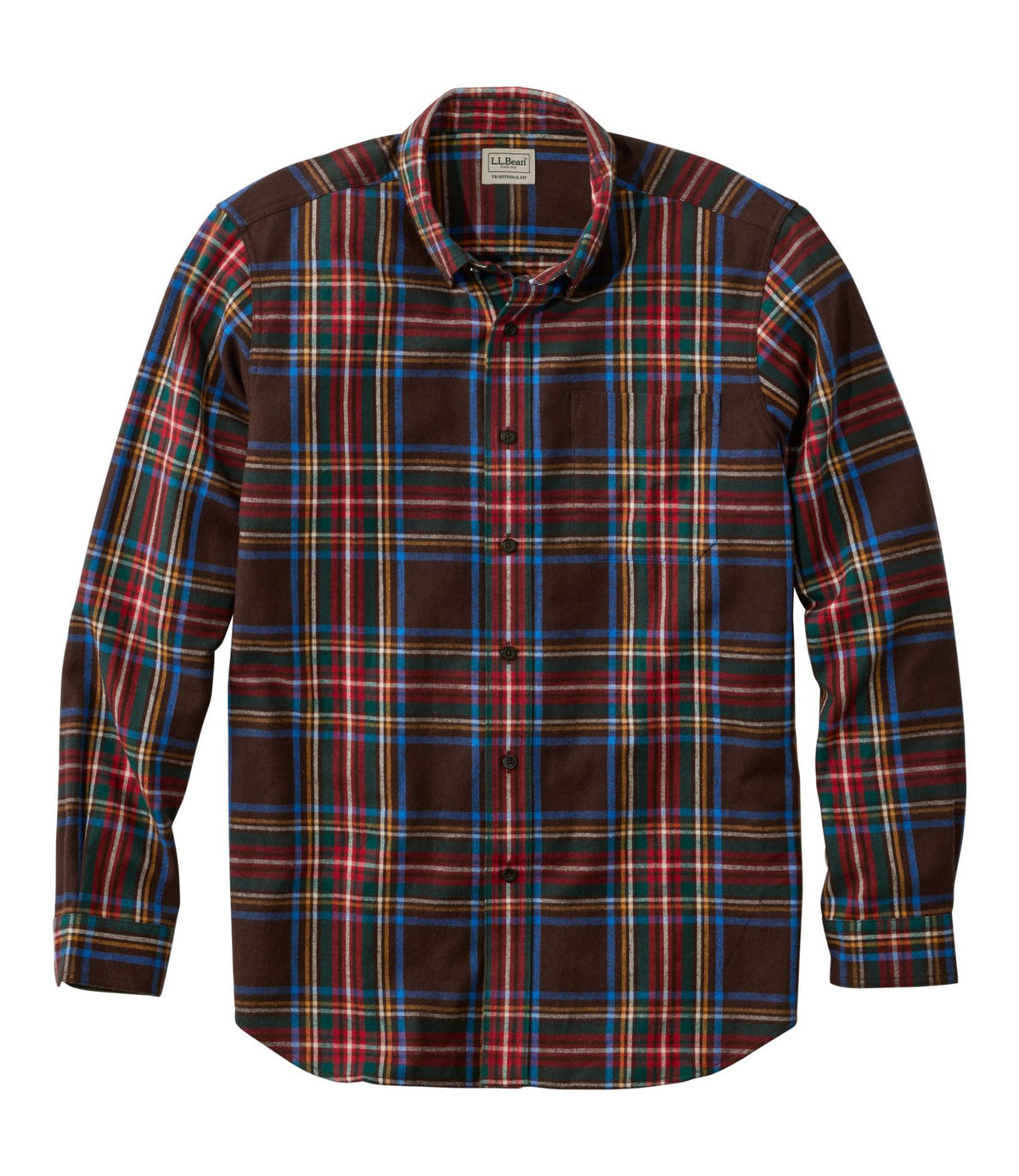 L.L.Bean Men's Scotch Plaid Flannel Shirt, Traditional Fit Deepest Brown Stewart