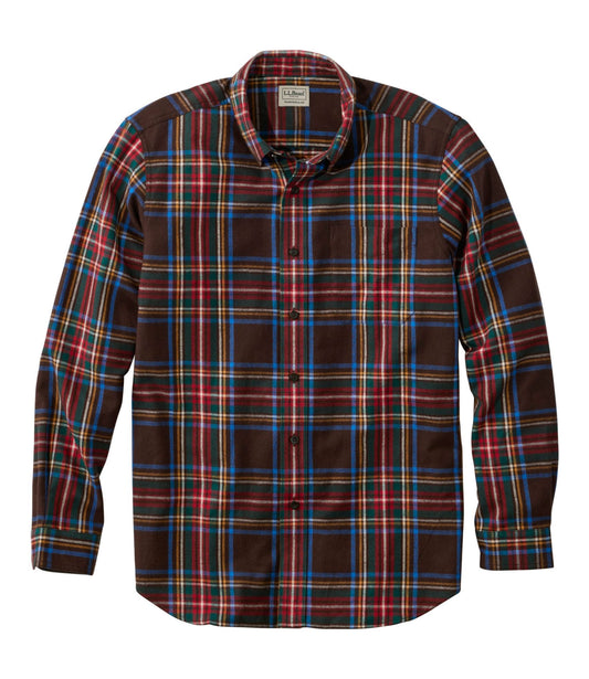 L.L.Bean Men's Scotch Plaid Flannel Shirt, Traditional Fit Deepest Brown Stewart