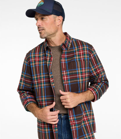 L.L.Bean Men's Scotch Plaid Flannel Shirt, Traditional Fit Deepest Brown Stewart