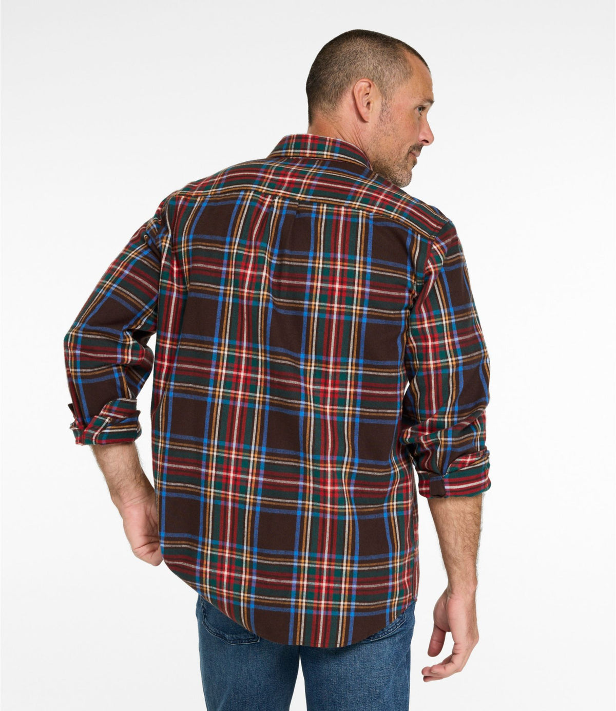 L.L.Bean Men's Scotch Plaid Flannel Shirt, Traditional Fit Deepest Brown Stewart