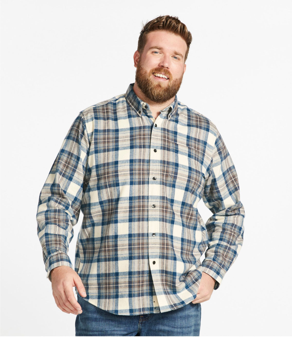 L.L.Bean Men's Scotch Plaid Flannel Shirt, Traditional Fit Deepest Brown Stewart
