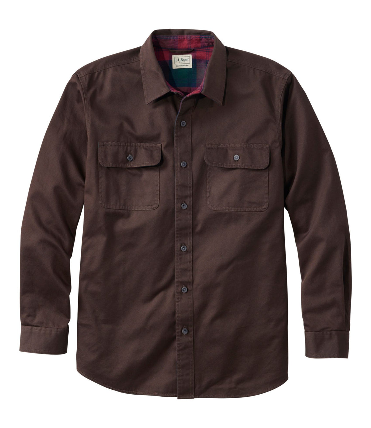 L.L.Bean Men's Flannel-Lined Hurricane Shirt Deepest Brown