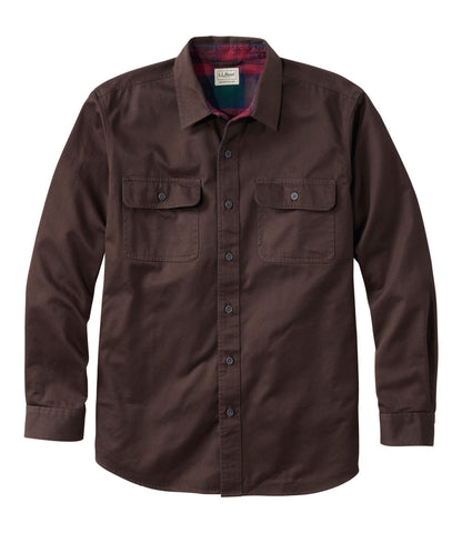 L.L.Bean Men's Flannel-Lined Hurricane Shirt Deepest Brown