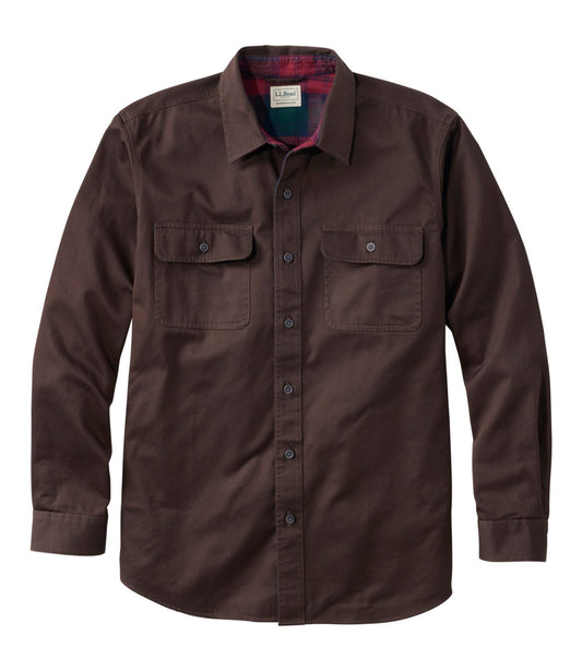 L.L.Bean Men's Flannel-Lined Hurricane Shirt Deepest Brown