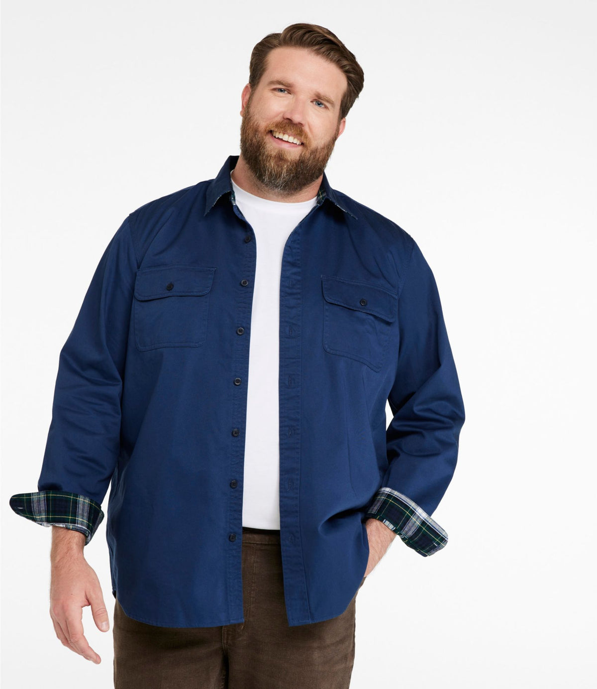 L.L.Bean Men's Flannel-Lined Hurricane Shirt Deepest Brown