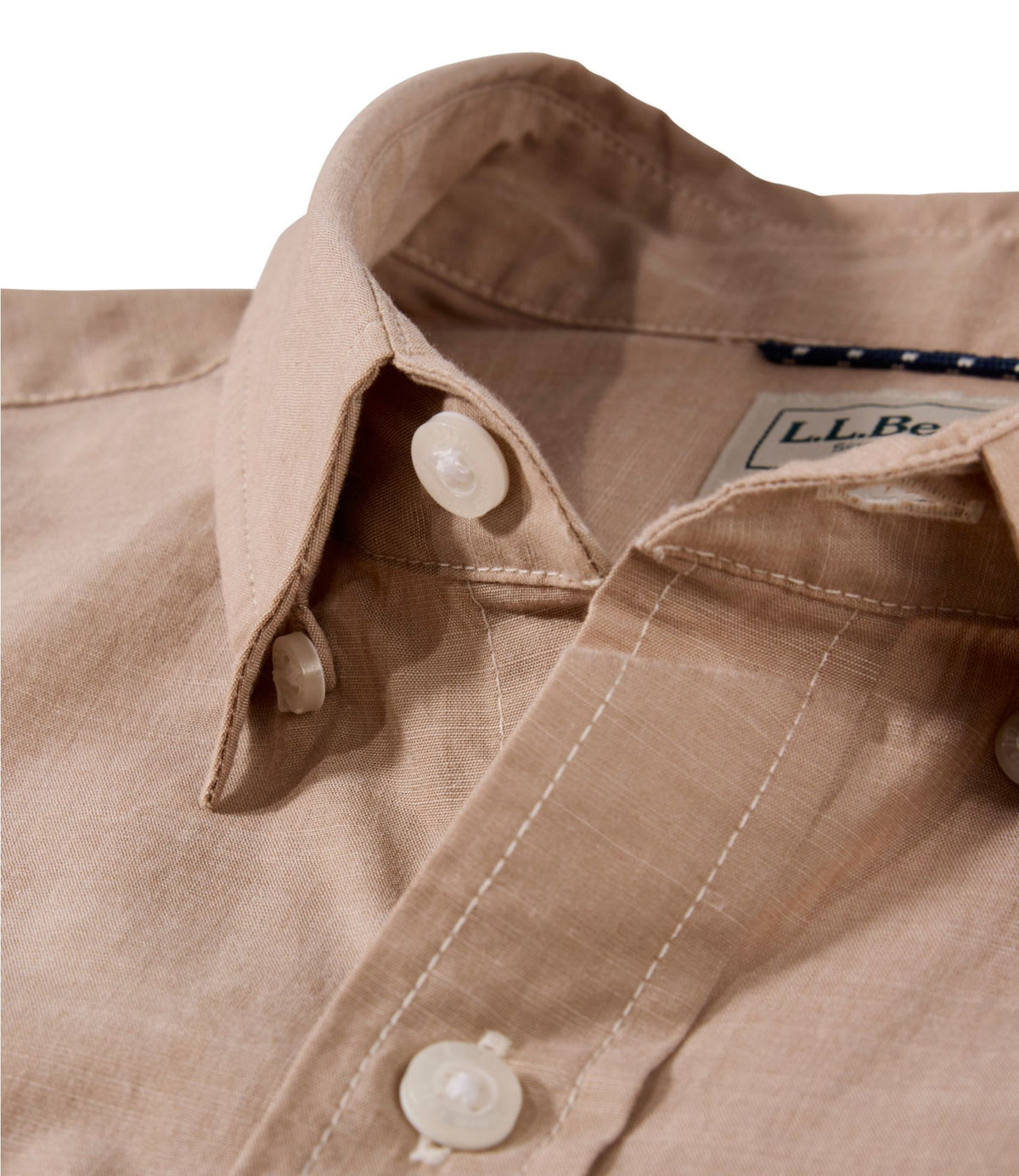 L.L.Bean Men's Comfort Stretch Performance® Chambray Shirt, Short-Sleeve, Slightly Fitted Untucked Fit Camel Brown